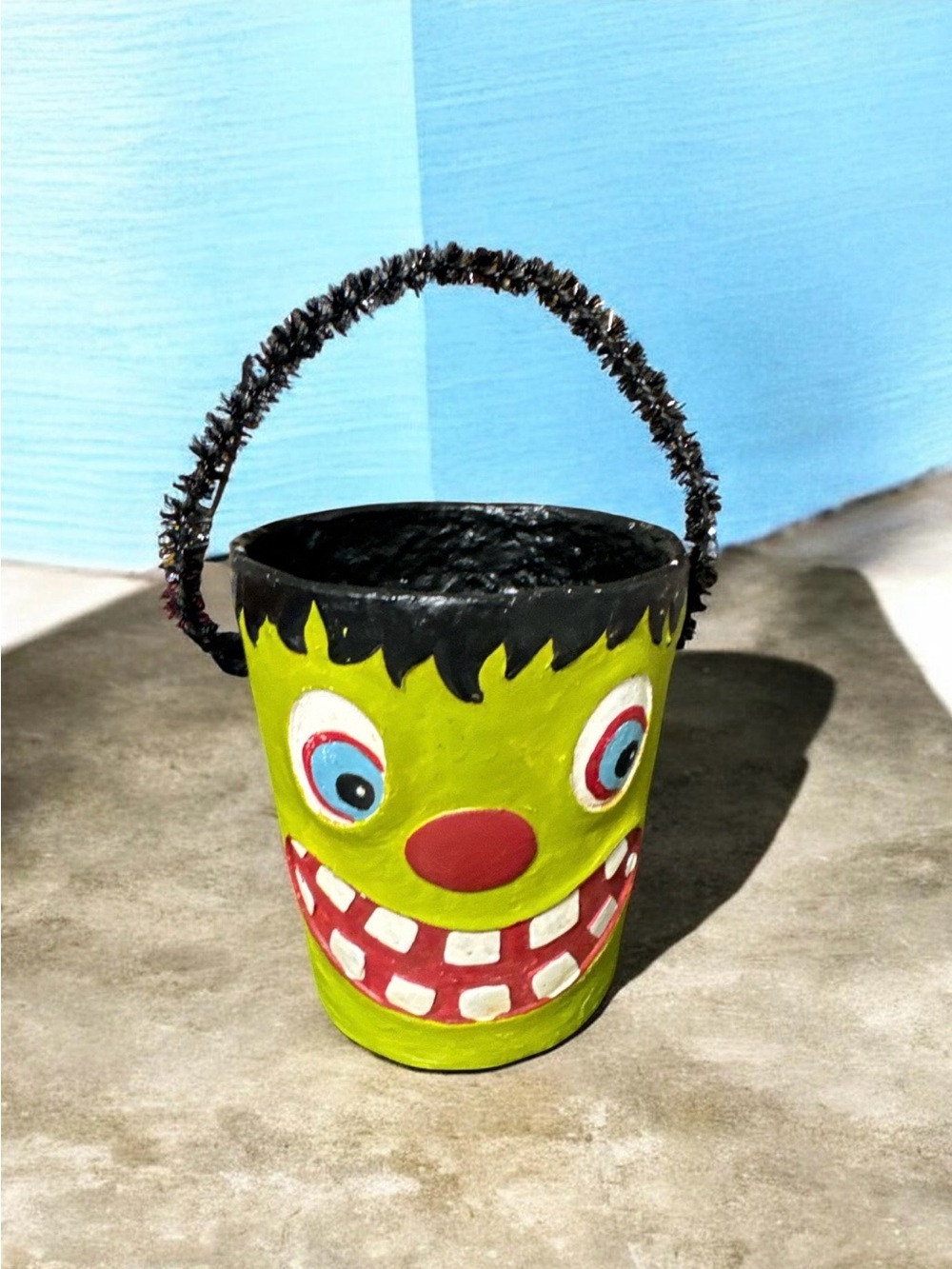 Kids Green Monster Treat Bucket - Fun Candy Pail